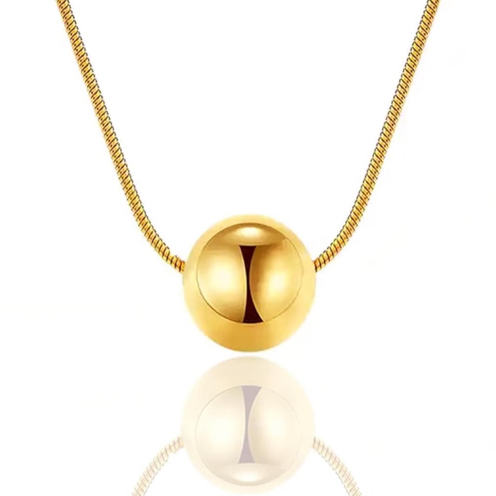 Women Gold Stainless Steel Bead Decor Necklace